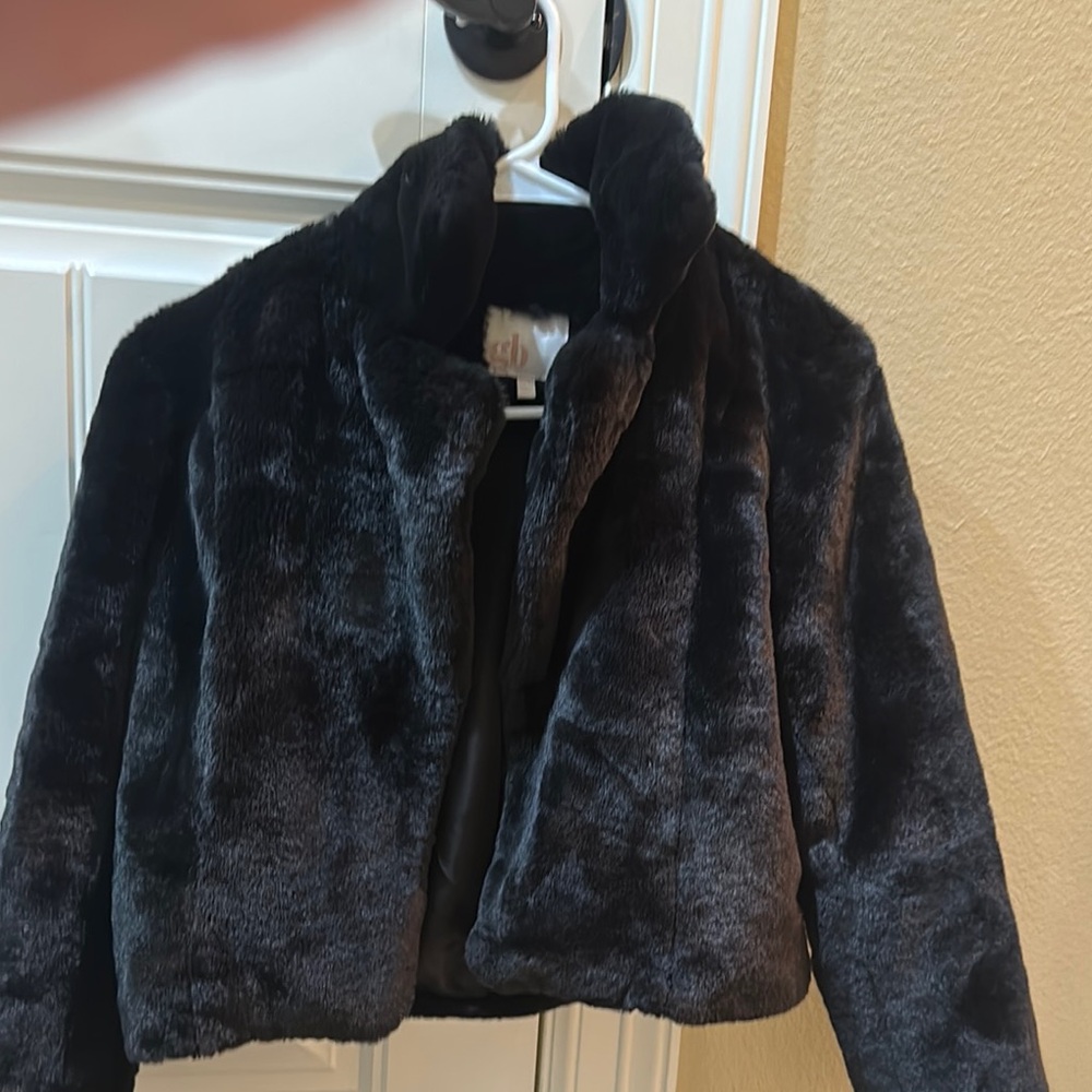 GB Girls Faux Fur Jacket - Black